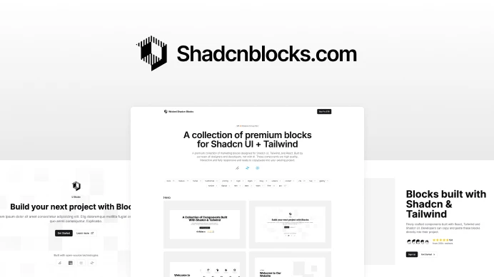 screenshot of Shadcnblocks.com - 300+ blocks for Shadcn UI
