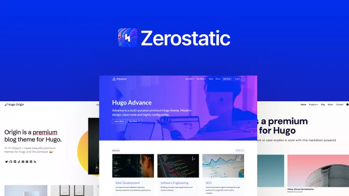 screenshot of Zerostatic - Premium Hugo & Jekyll Themes